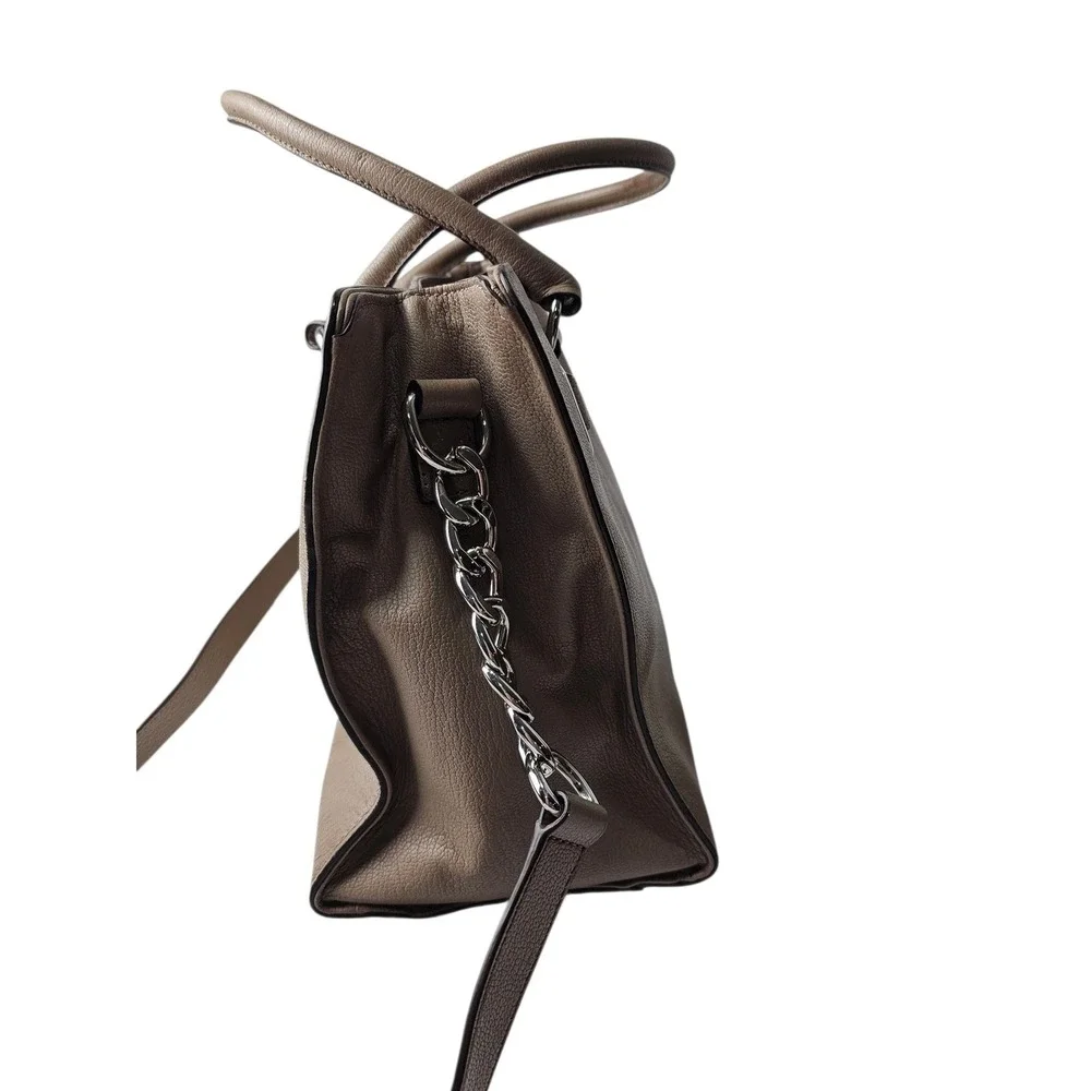 Michael Kors Hamilton Taupe Pebble Leather Satchel Bag with‎ Scarf Accent